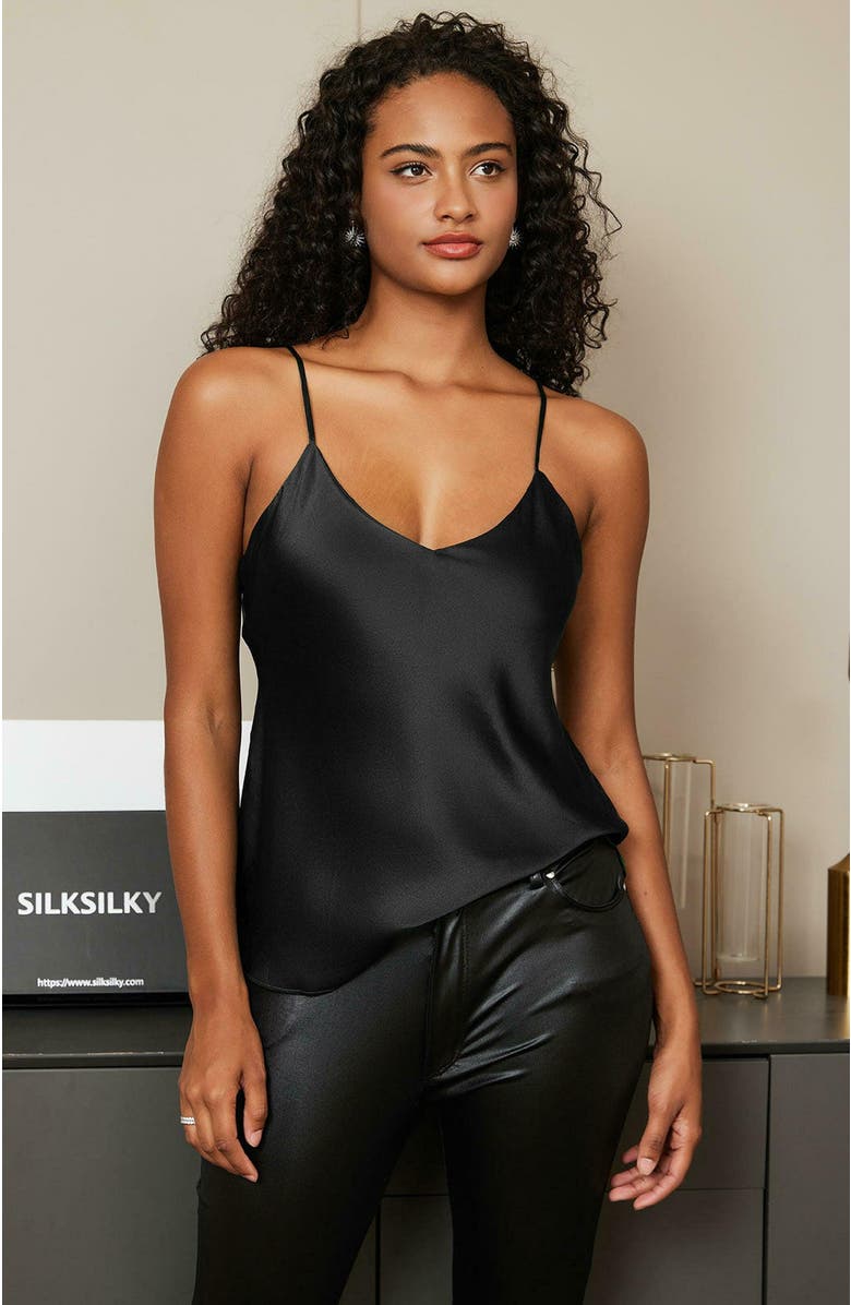 SILKSILKY Pure Silk Spaghetti Strap Camisoles, Alternate, color, 