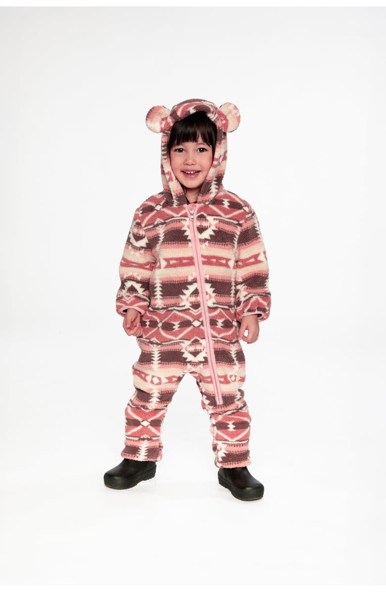 Deux par Deux Mid-Season Fleece Animal Ear Hood Fold-Over One-Piece Outerwear, Alternate, color, 