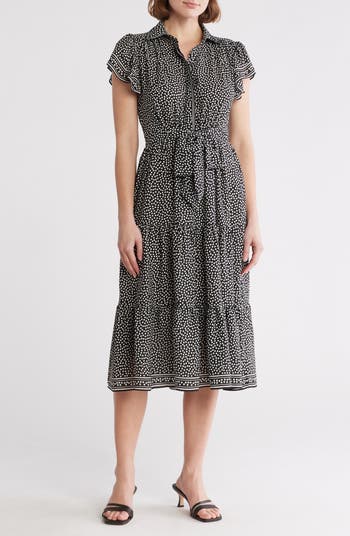 MAX STUDIO Floral Tie Front Shirtdress | Nordstromrack