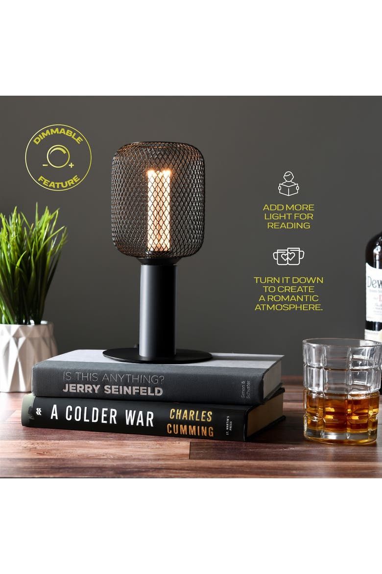 LED Decorative Light Bulb, Vintage Black Metal Cage Edison Light, Alternate, color, Black