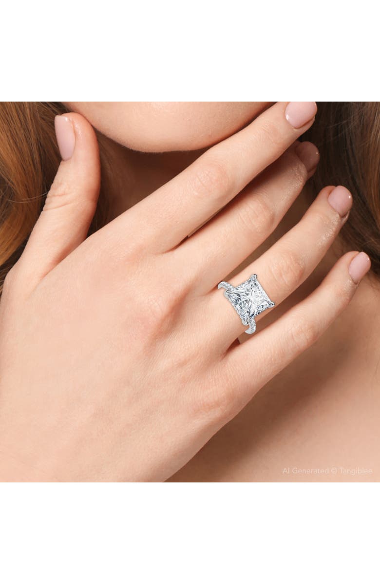 Bliss Diamond Certified 4 1/3Ct Princess Cut Side Halo Engagement Ring 14k Gold/Pt Lab Grown, Alternate, color, 