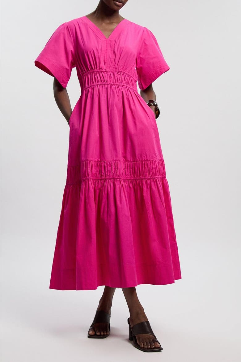 Tiered Cotton Maxi Dress, Alternate, color, Hot Pink