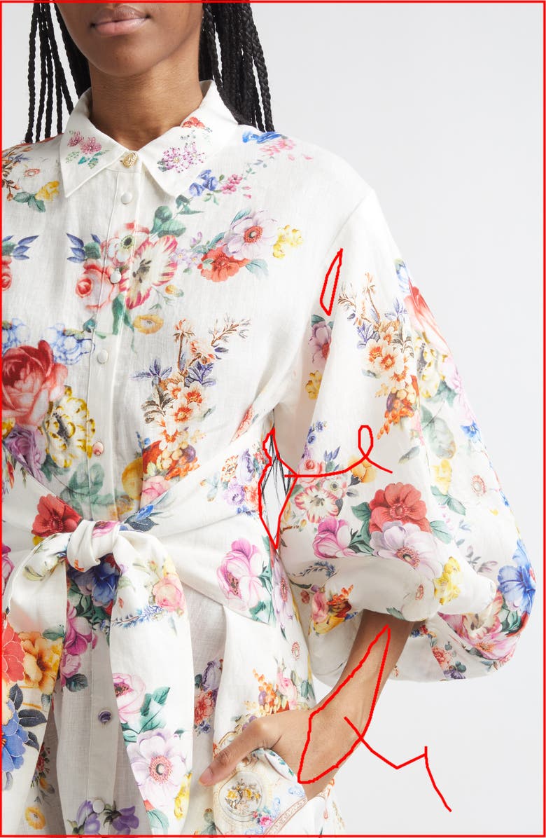 Camilla I Left My Heart in Granada Print Tie Waist Linen Shirtdress, Alternate, color, I Left My Heart In Granada