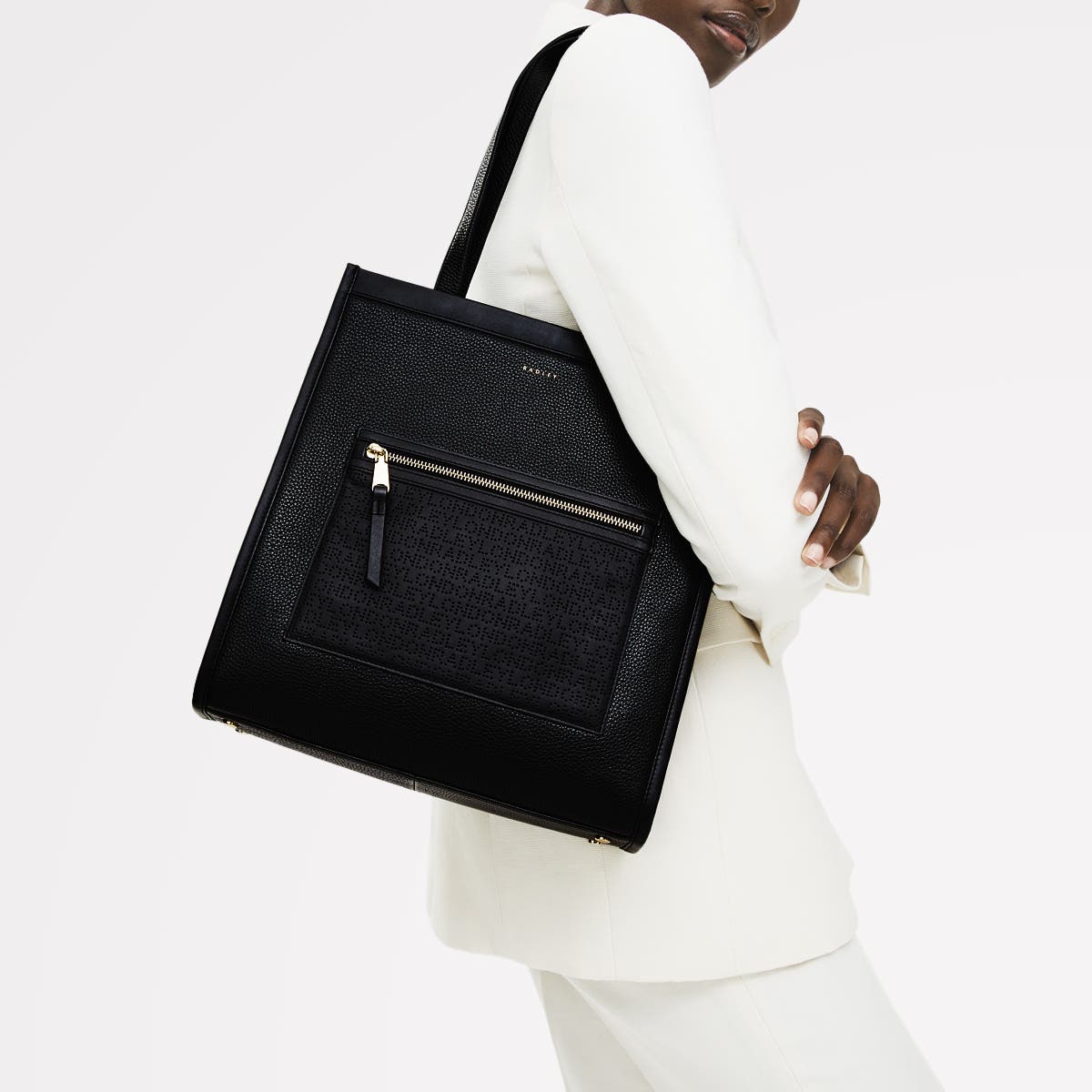 Radley Alba Place - Logo Medium Ziptop Tote Bag, Alternate, color, Black