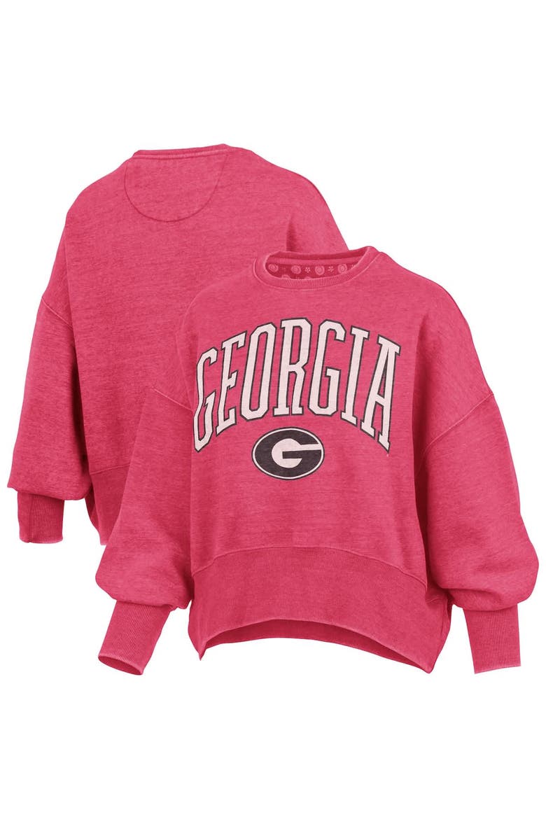 Women's Pressbox Red Georgia Bulldogs Oversized Waist-Length Crewneck Sweatshirt, Alternate, color, Red