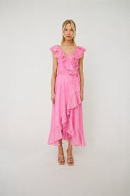 CRAS Landoncras Ruffle Detail Wrap Midi Dress