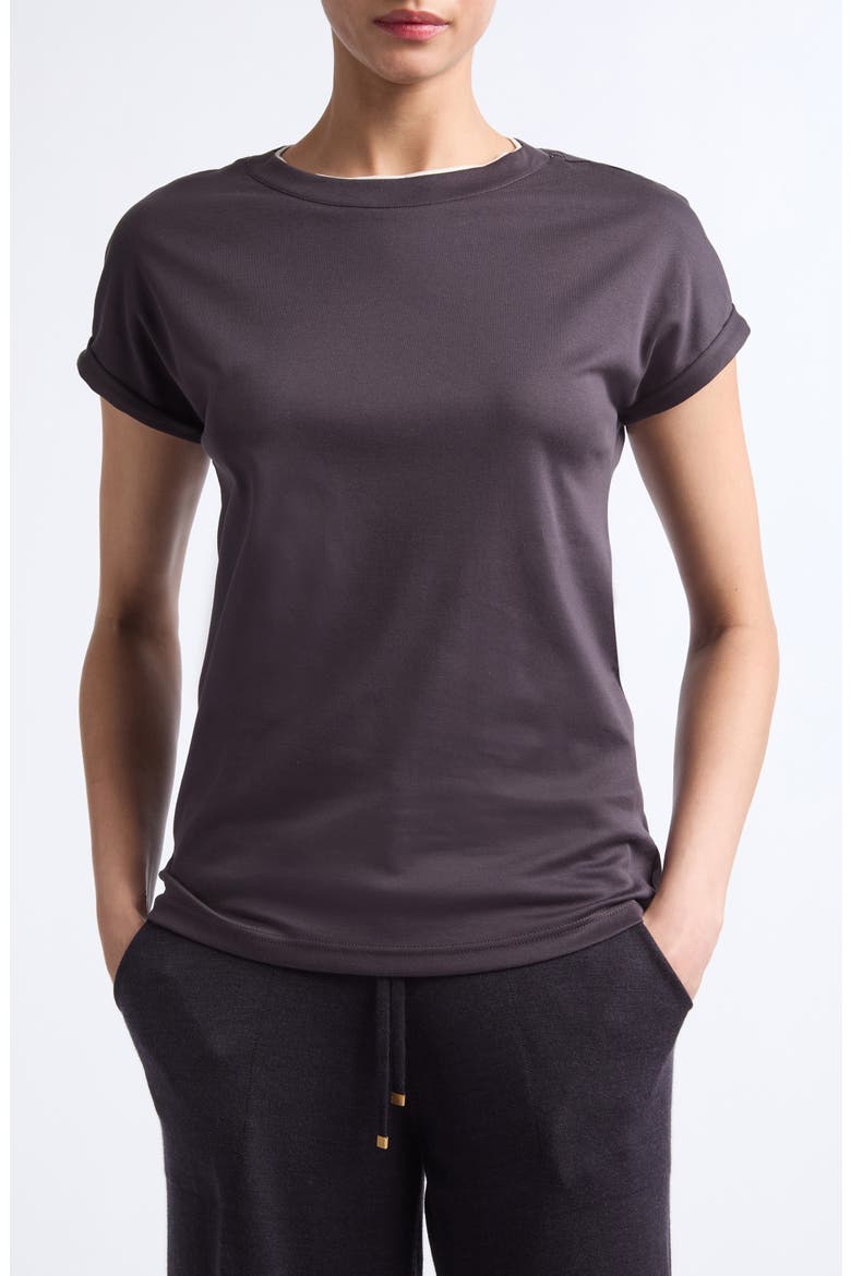 Contrast Trim Crewneck T-Shirt, Main, color, 177-02 AMETHYST SAND
