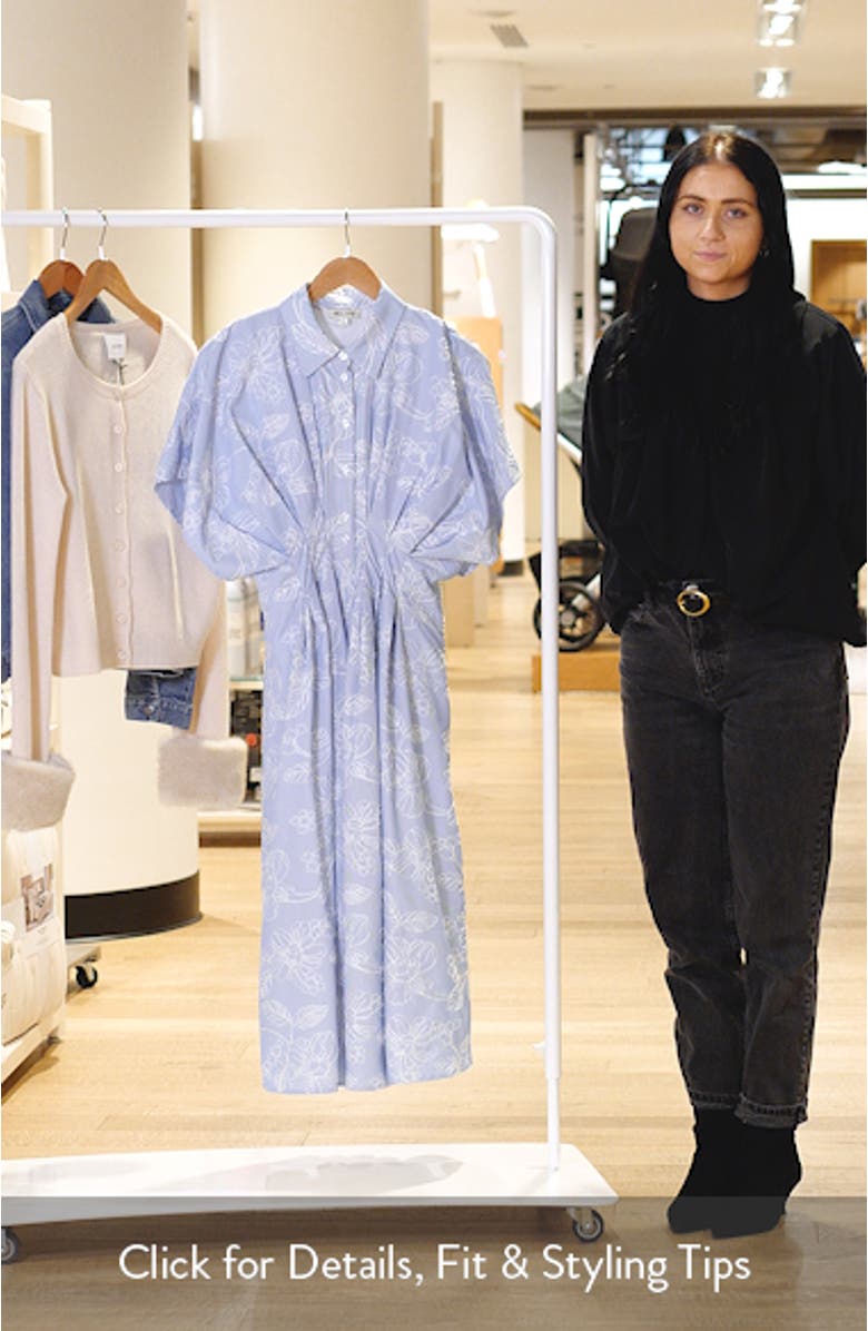 Embroidered Stripe Midi Shirtdress, sales video thumbnail