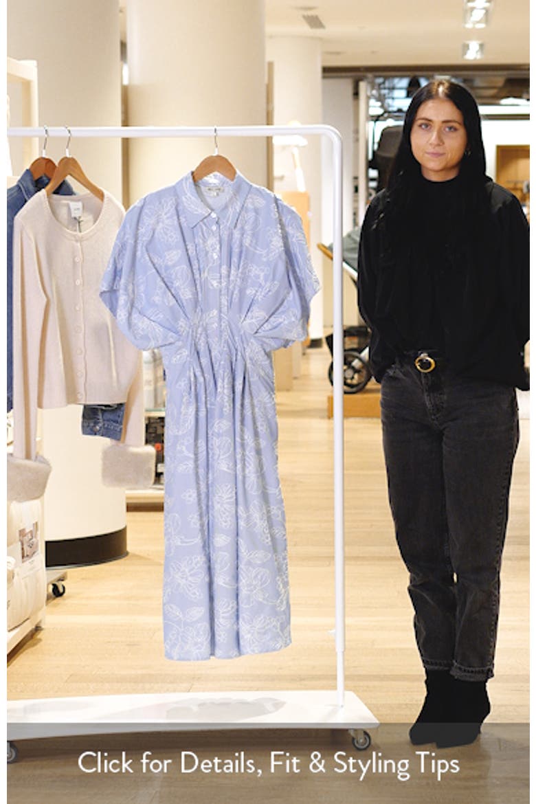 Embroidered Stripe Midi Shirtdress video