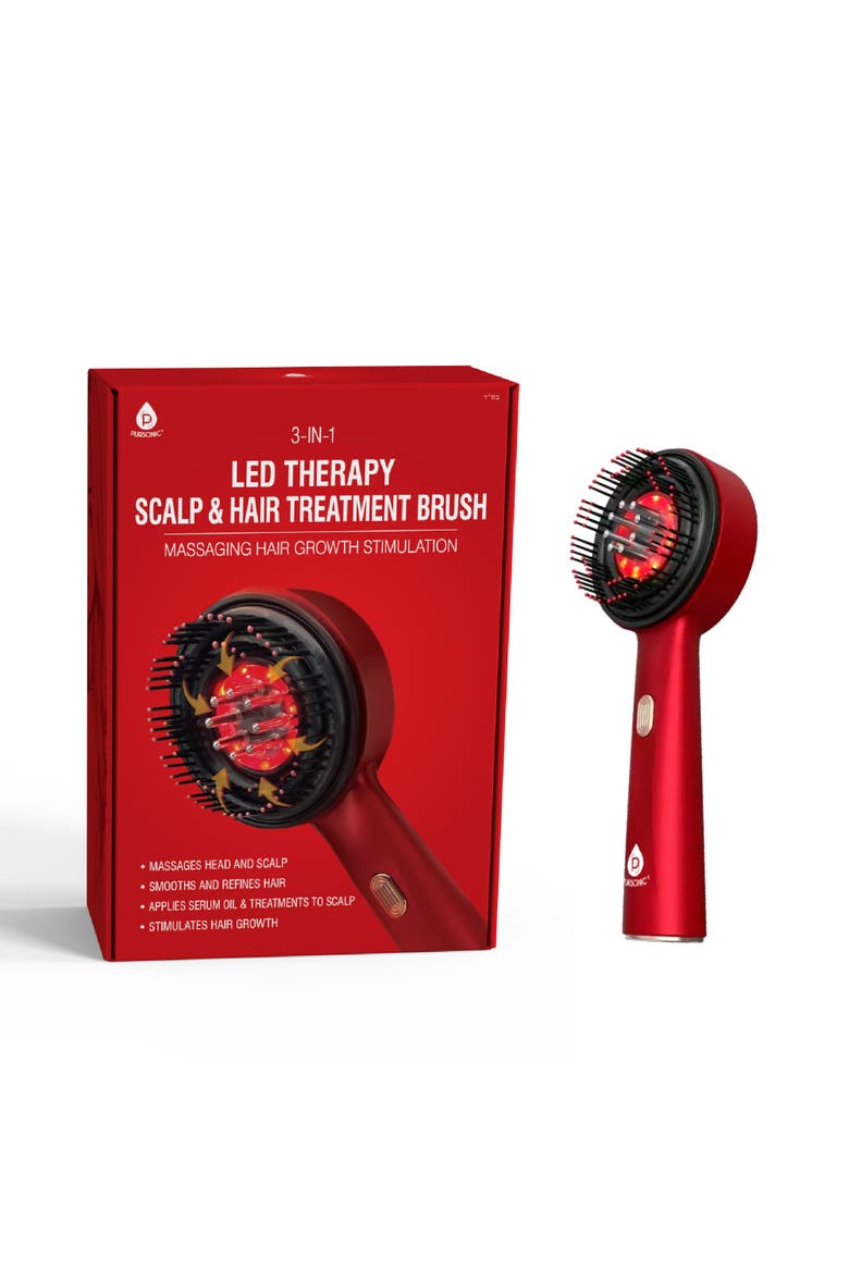 3-in-1 Red Light Therapy Scalp & Hair Growth Brush Stimulate Growth, Boost Volume, Enhance Scalp Health, Main, color, Red
