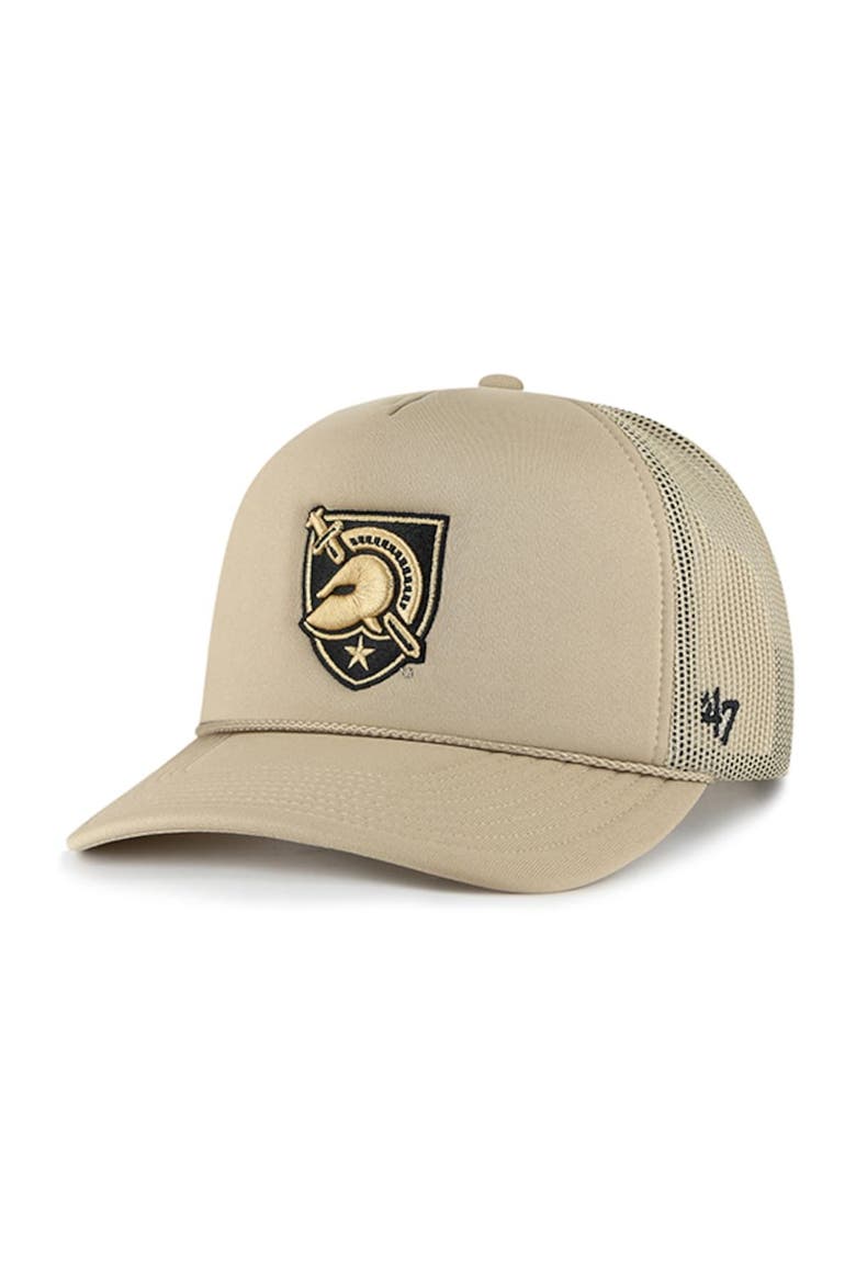 Men's '47 Khaki Army Black Knights Foam Front Mesh Trucker Snapback Hat, Main, color, Khaki