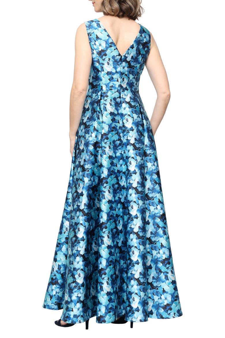 Sleeveless Mikado Gown, Alternate, color, TEAL MULTI