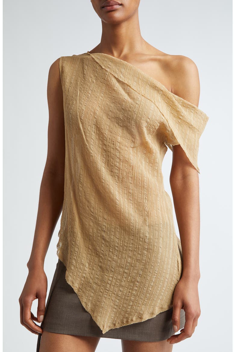 Susan Asymmetric One-Shoulder Sheer Top (Nordstrom Exclusive), Alternate, color, ECRU