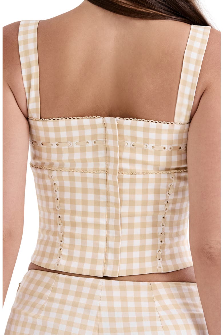 Lottie Gingham Corset Tank, Alternate, color, GINGERBREAD