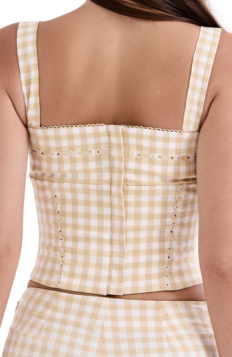 HOUSE OF CB Lottie Gingham Corset Tank, Alternate, color, Gingerbread