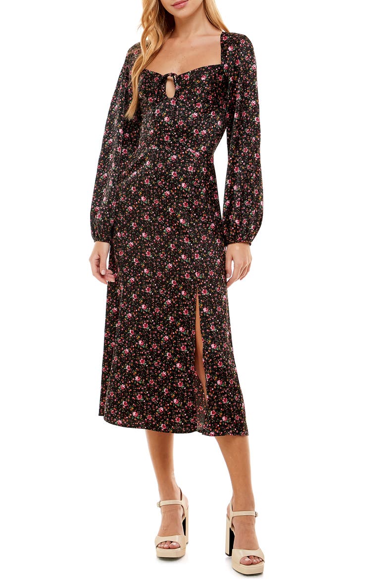 Sable Long Sleeve Bustier Dress, Main, color, PINK DITSY