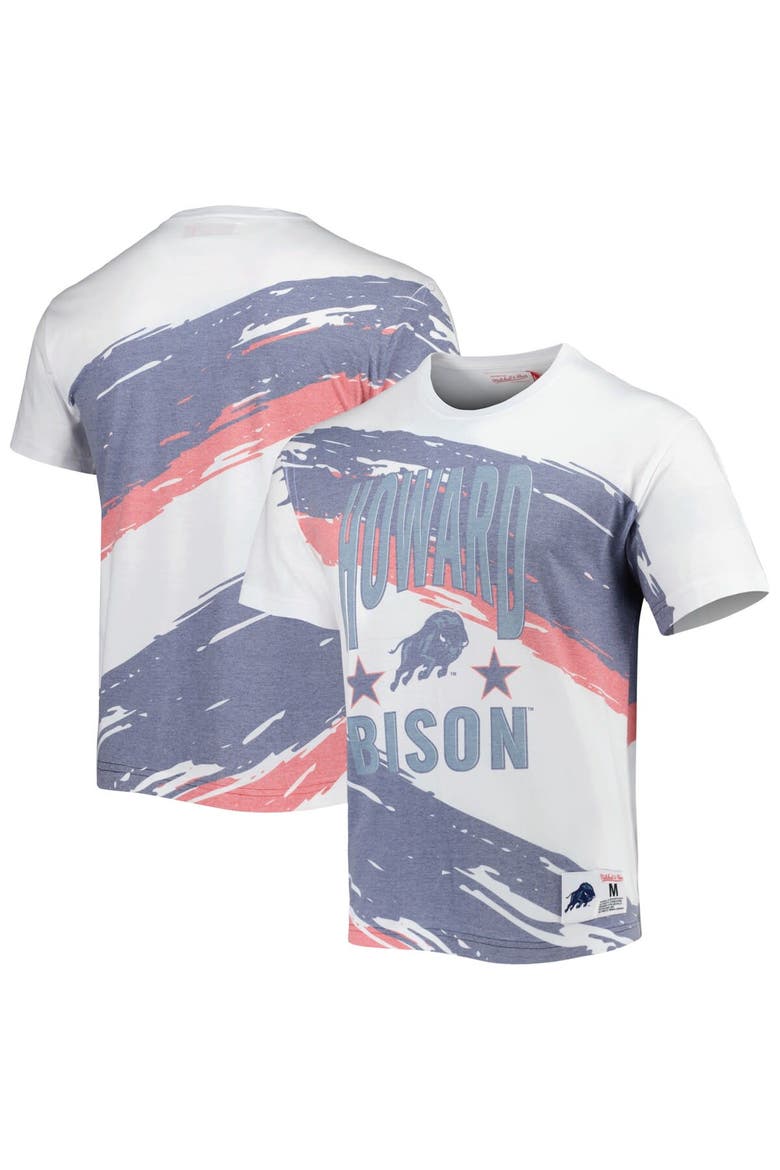 Men's Mitchell & Ness White Howard Bison Paintbrush Sublimated T-Shirt, Main, color, White