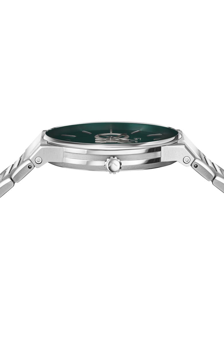 FERRAGAMO Green Dial Bracelet Strap Watch, 41mm, Alternate, color, Stainless Steel