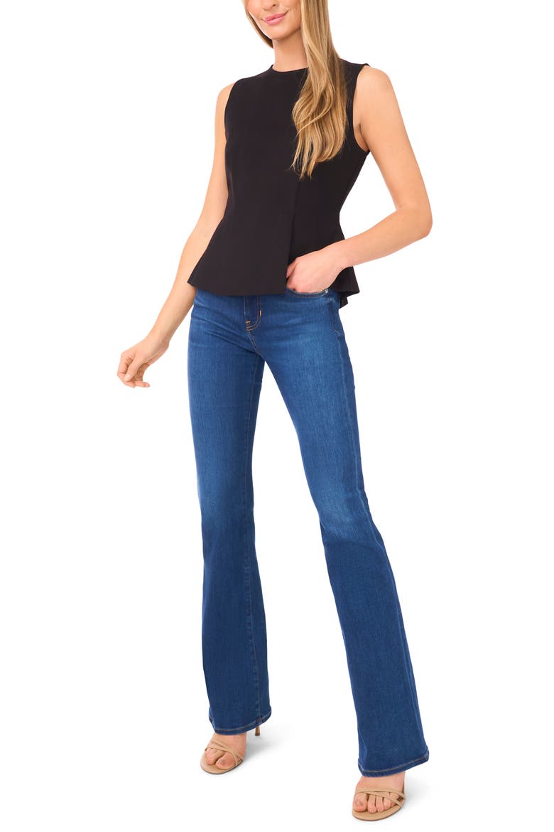 Peplum Ponte Knit Tank, Alternate, color, RICH BLACK
