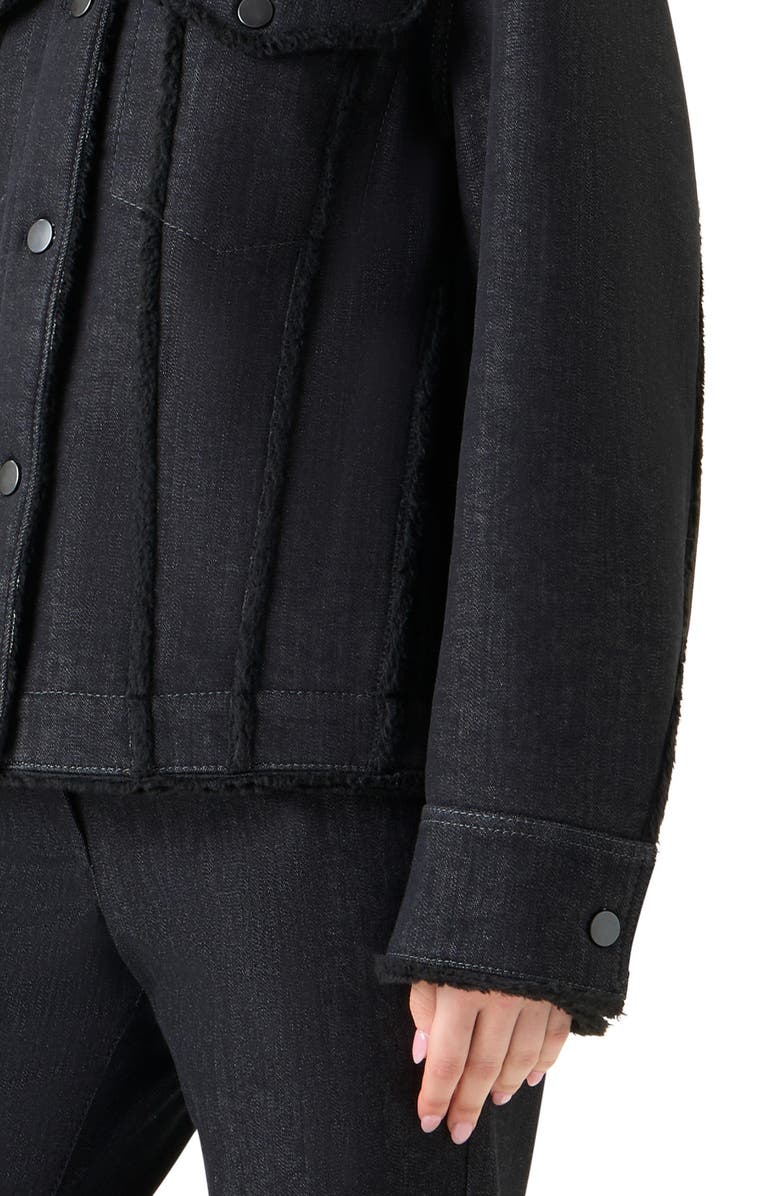 Akris punto Faux Fur Lined Denim Trucker Jacket, Alternate, color, Black Denim-Black