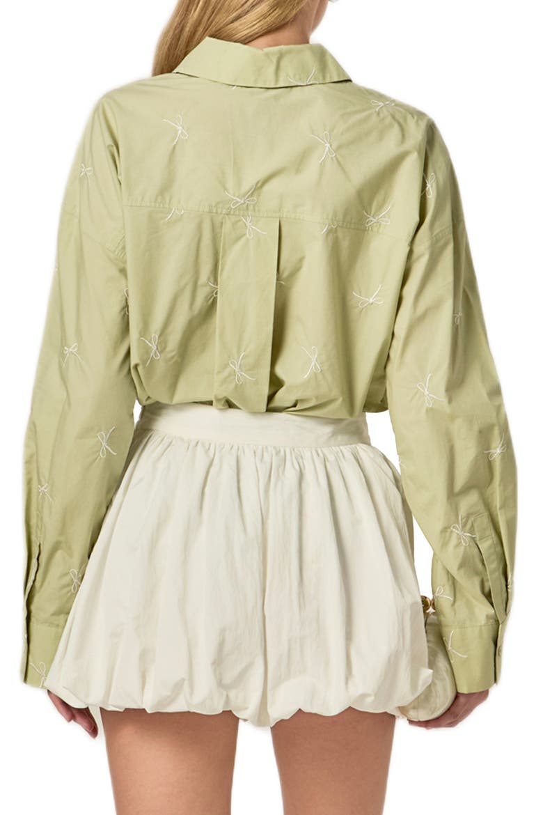 Bow Embroidery Shirt, Alternate, color, SAGE