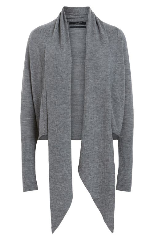 Allsaints Wasson Pirate Wrap Merino Wool Cardigan In Gray