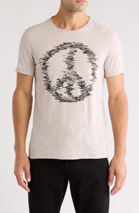 Distorted Peace Sign Cotton Graphic T-Shirt