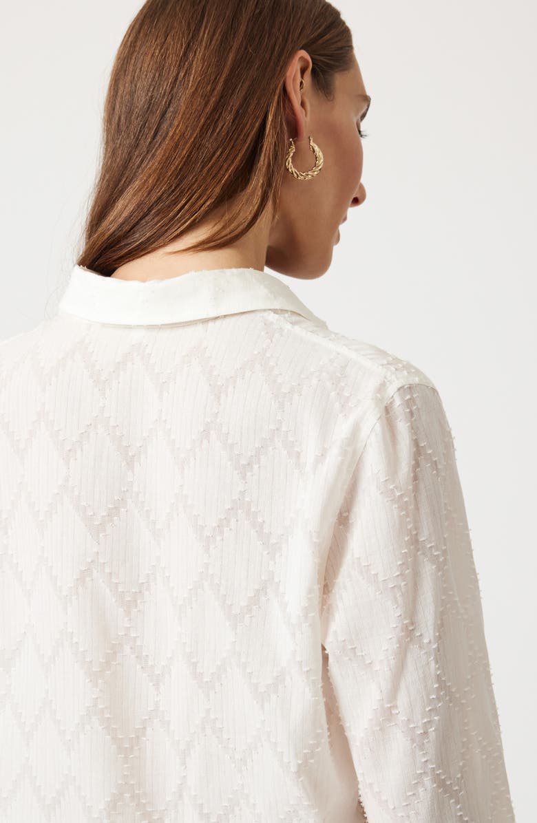 Mavi Jeans Clip Dot Diamond Cotton Button-Up Shirt, Alternate, color, Antique White