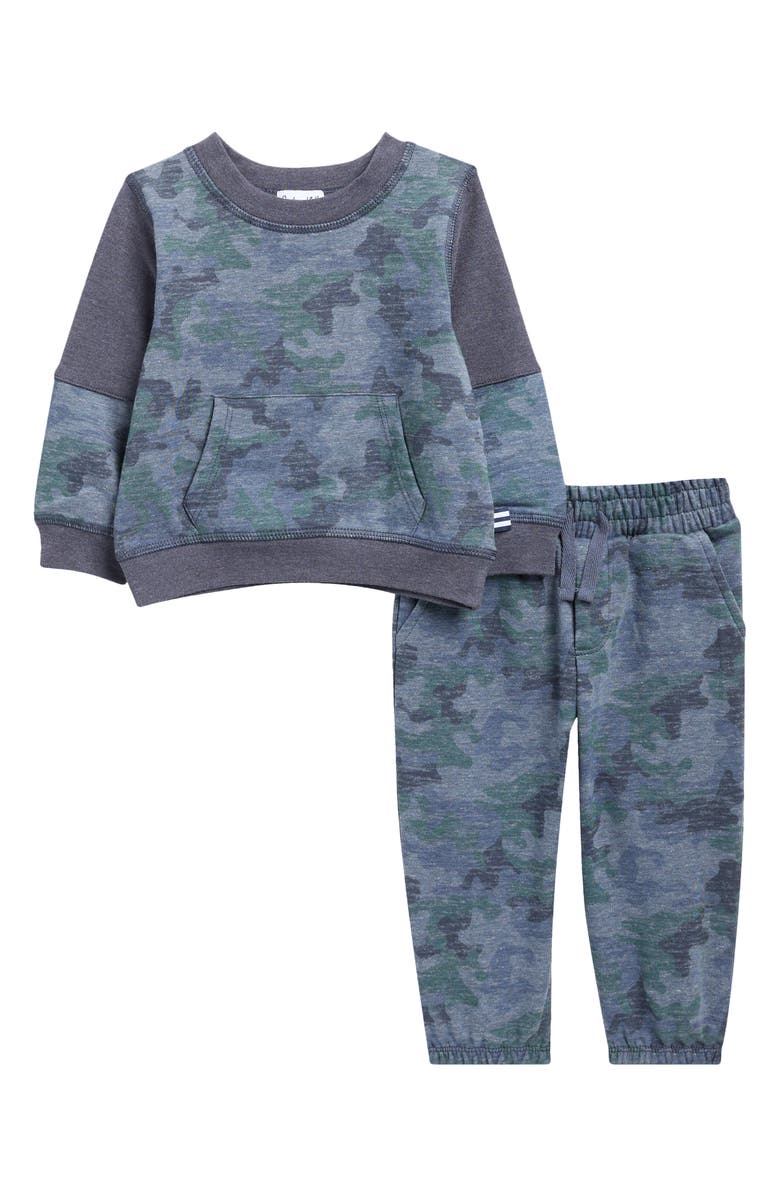 Splendid Scenic Route Camo Sweatshirt & Joggers Set, Main, color, Blue Camo