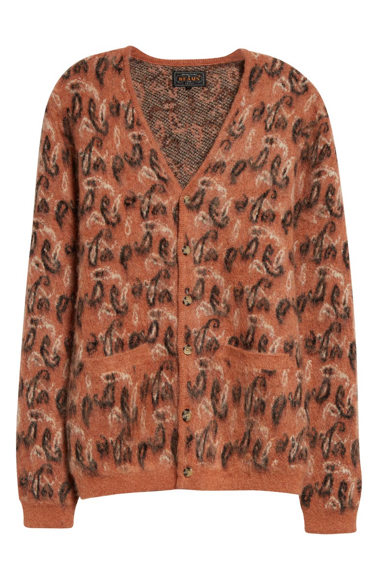BEAMS Brushed Paisley Jacquard Cardigan, Alternate, color,