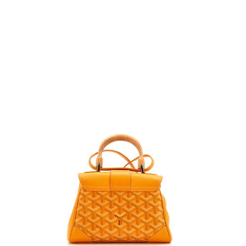 Pre-owned Goyard  Goyard Saigon Top Handle Bag Coated Canvas With Leather Mini In Yellow
