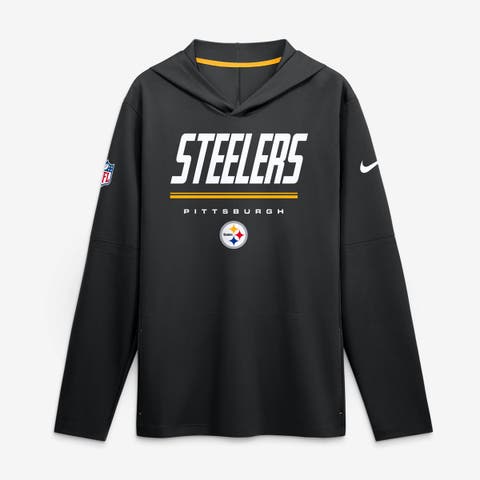 Men's Nike Black Pittsburgh Steelers Big & Tall Sideline Game On Lightweight Hooded Long Sleeve Dri-FIT Top