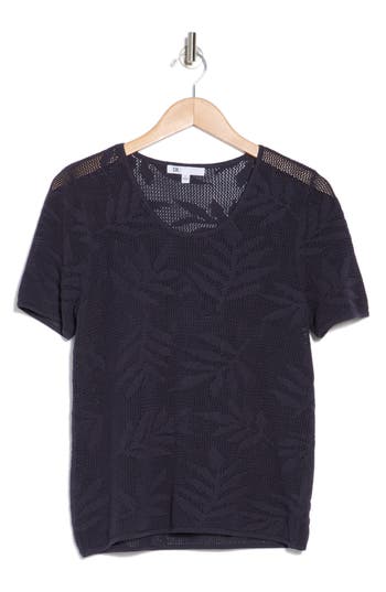 Daniel Rainn Cotton Jacquard Short Sleeve Sweater