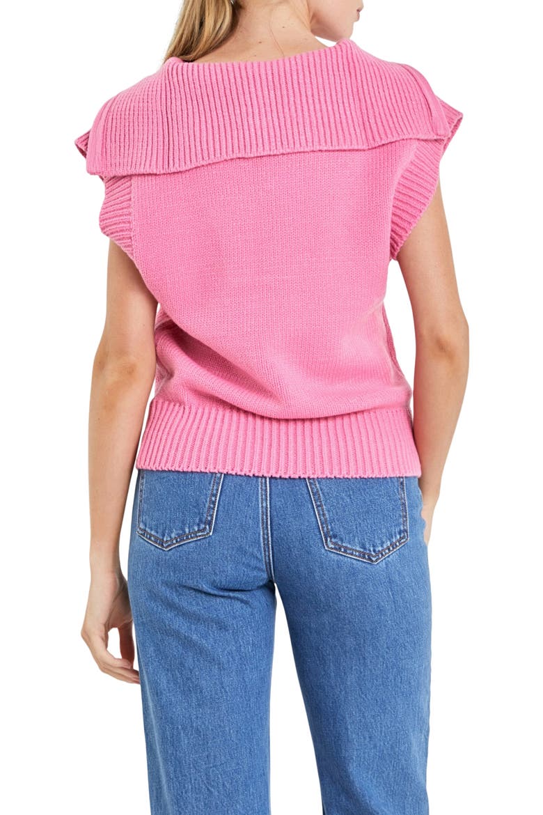 Zip Mock Neck Cap Sleeve Sweater, Alternate, color, PINK