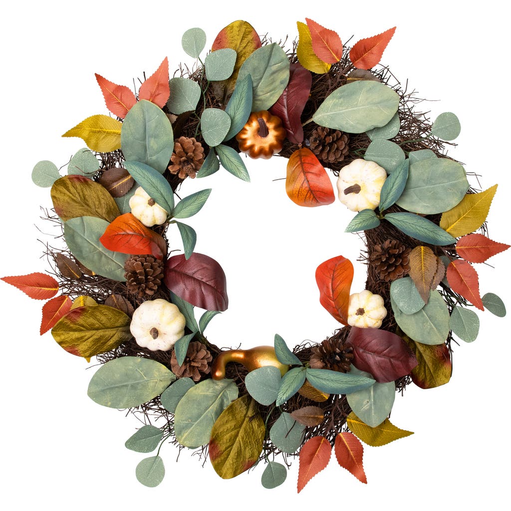 Northlight Pumpkin Pinecone And Gourd Artificial Fall Harvest Wreath In Multi