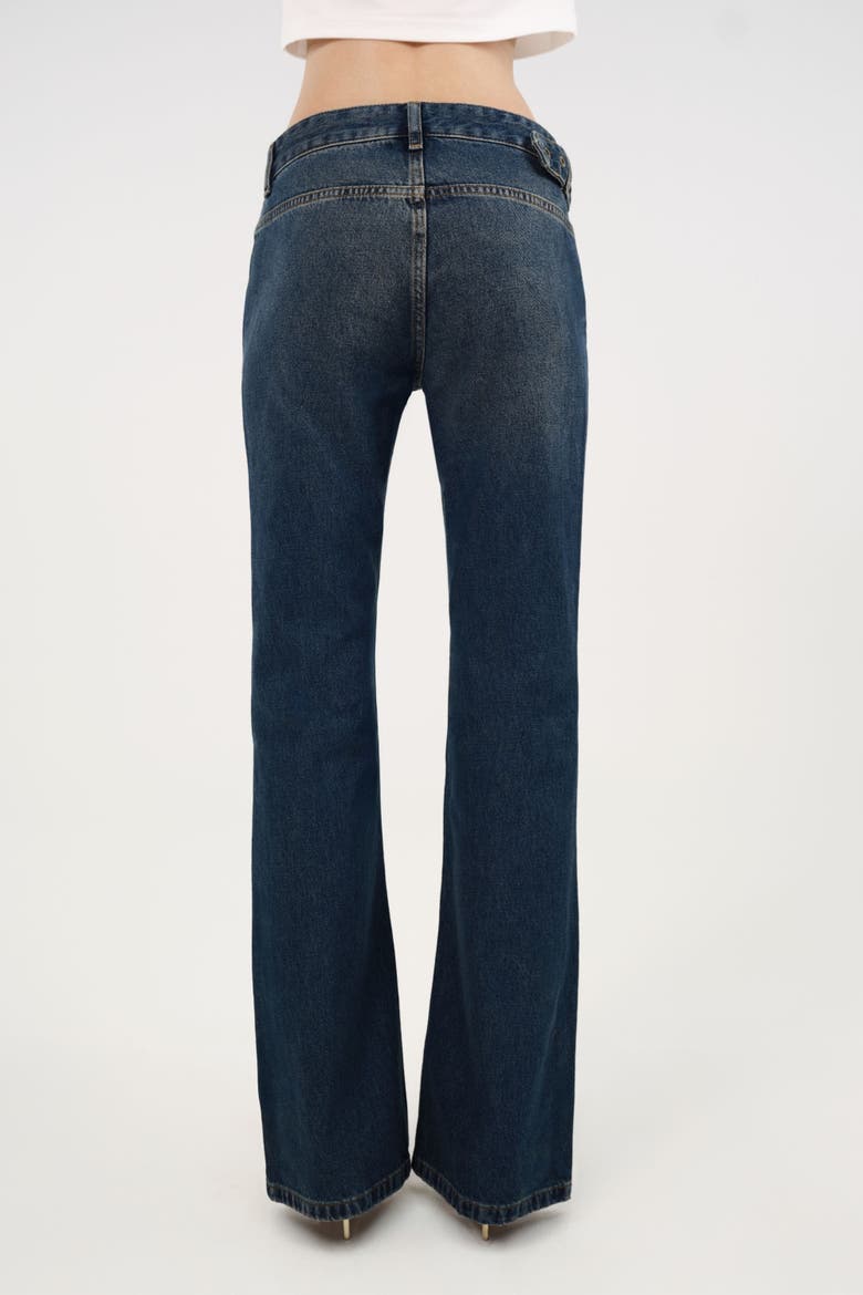 Belted Denim Flare Trousers, Alternate, color, Indigo