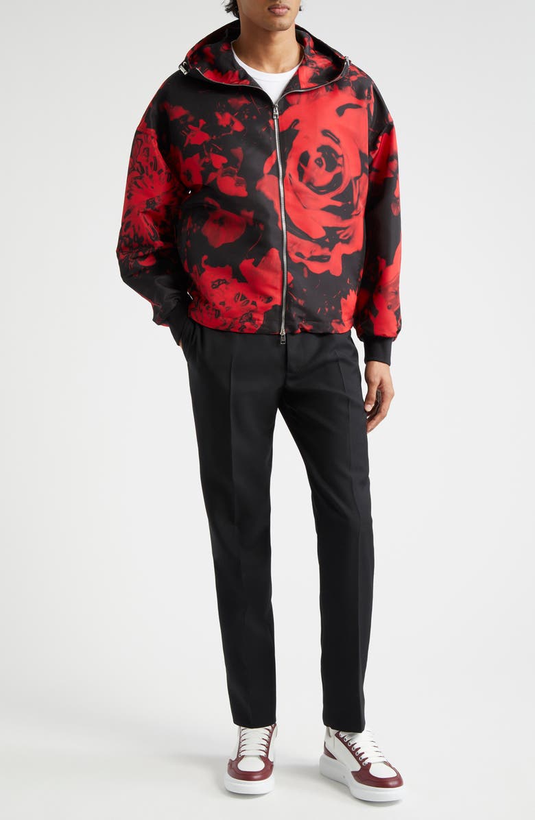 McQueen Wool Gabardine Cigarette Trousers, Alternate, color, Black