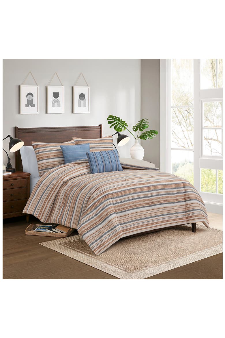 5-Piece Comforter Set, Main, color, BLUE/ TAN