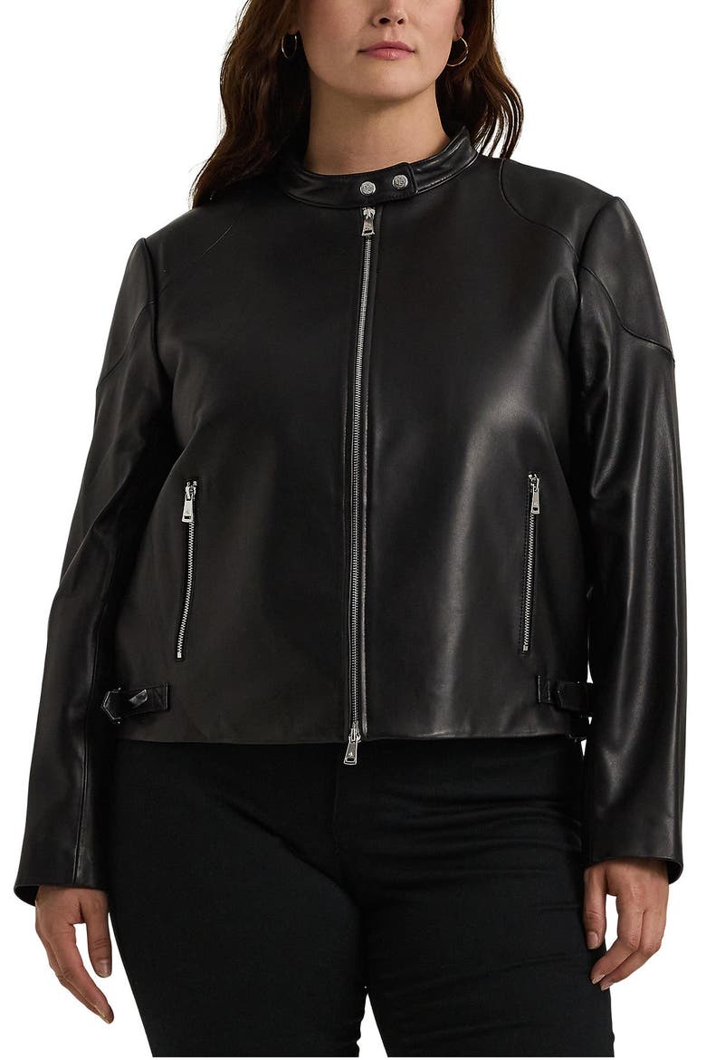 Lambskin Leather Jacket, Main, color, BLACK