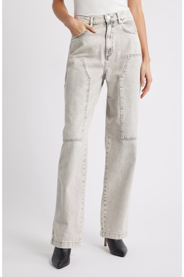 Mia Crystal Carpenter Jeans, Main, color, SNOW GREY