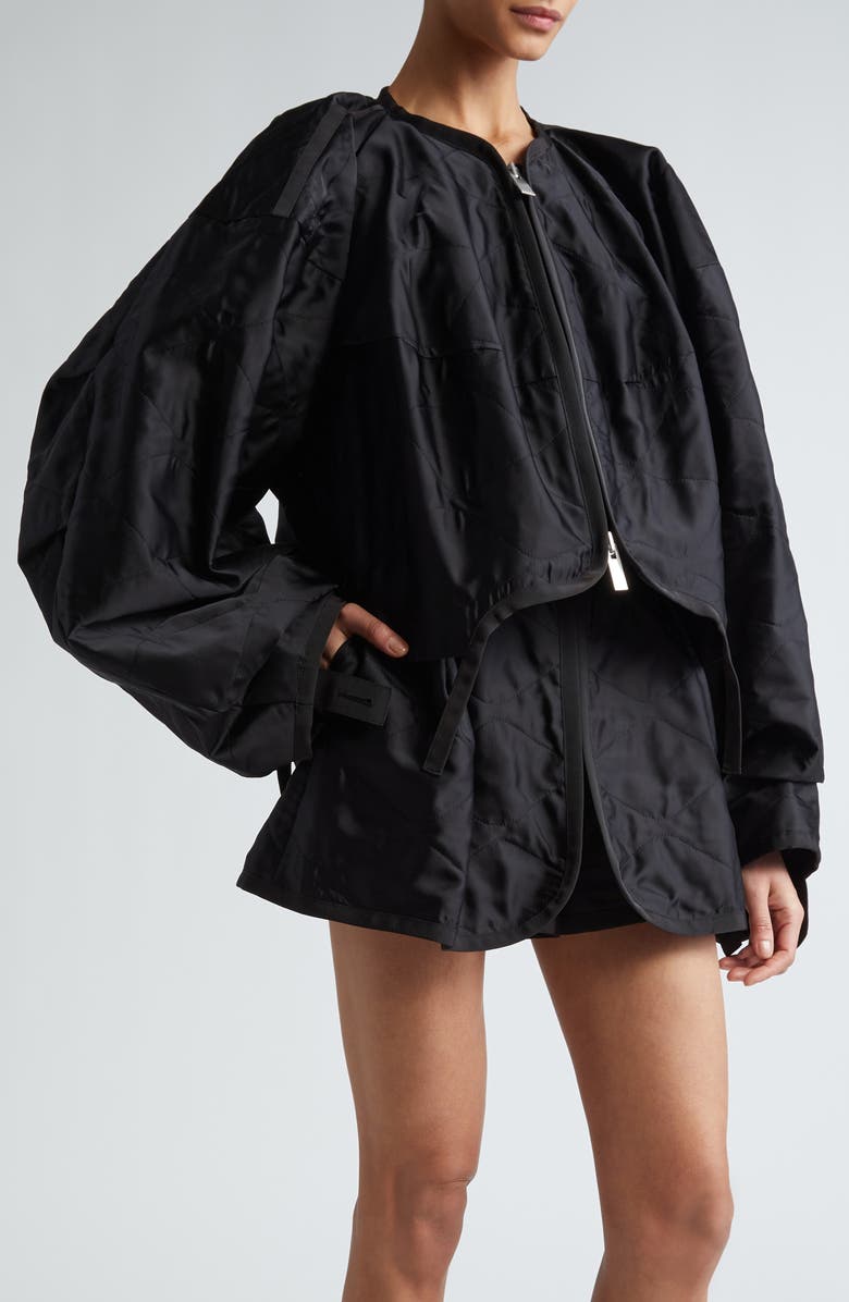 Sacai Quilted Blouson Sleeve Satin Jacket, Main, color,
