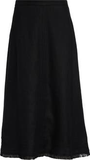 Max Mara Fringe Stretch Linen & Cotton Basket Weave A-Line Skirt