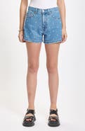 DAZE The Knockout Polka Dot High Waist Denim Shorts