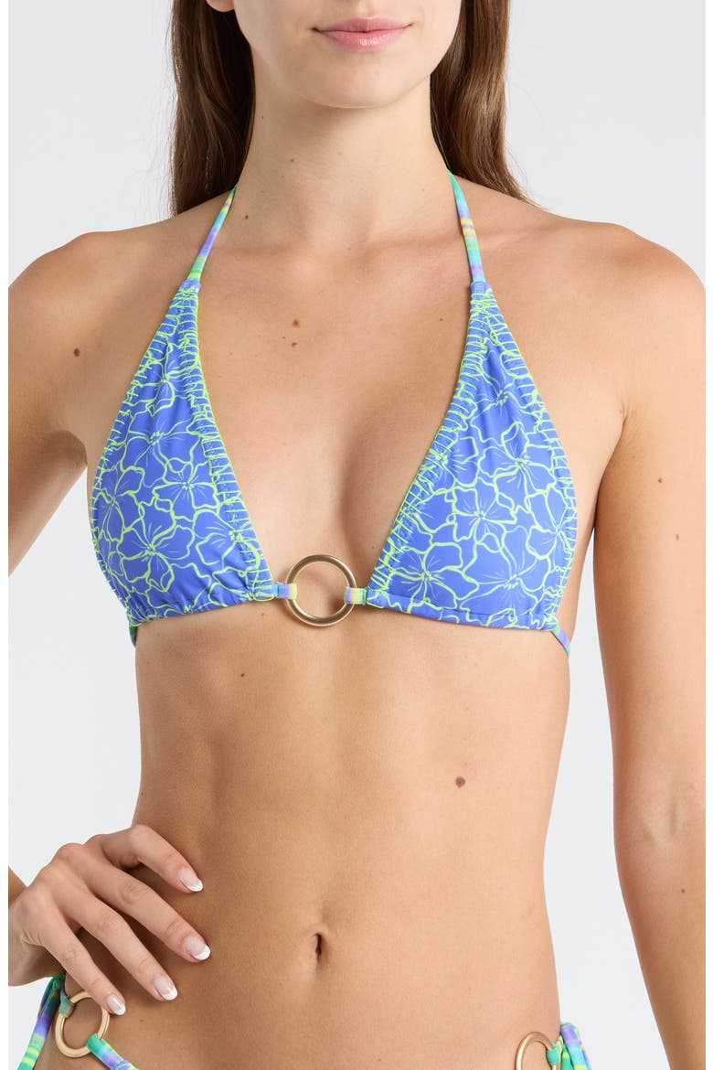 Ring Lace Stitch Halter Bikini Top, Main, color, SUGAR WAVE