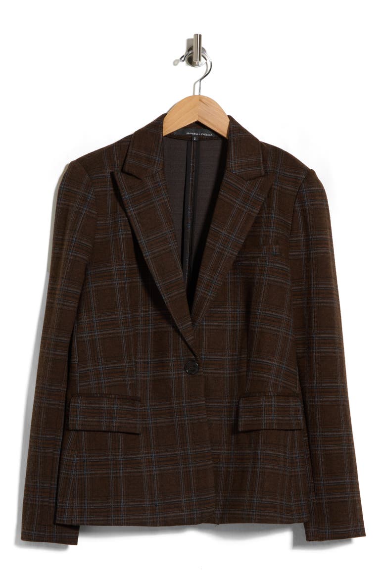 Plaid Blazer, Main, color, BROWN BLUE