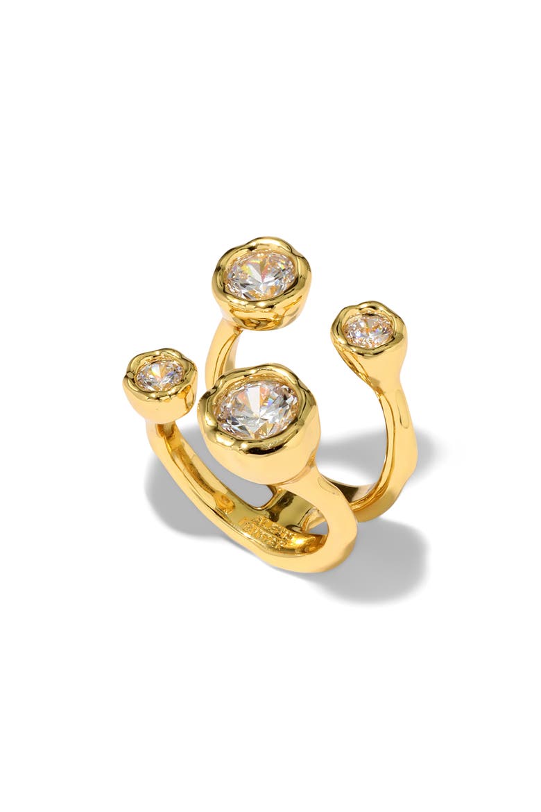 Asterales 14k Gold Plated Cubic Zirconia Open Ring, Main, color, STONES