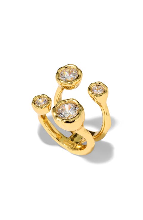 Asterales 14k Gold Plated Cubic Zirconia Open Ring