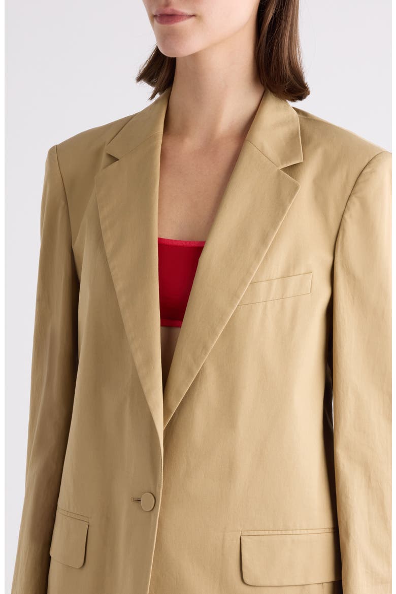 One-Button Cotton Twill Blazer, Alternate, color, BEIGE
