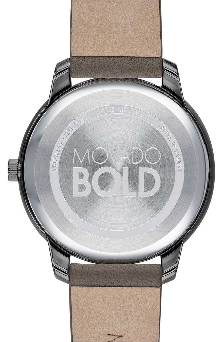 Movado Bold Leather Strap Watch, 35mm, Alternate, color,