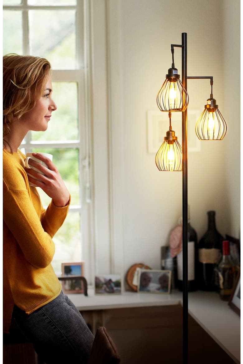 Teardrop LED Floor Lamp, Alternate, color, BLACK